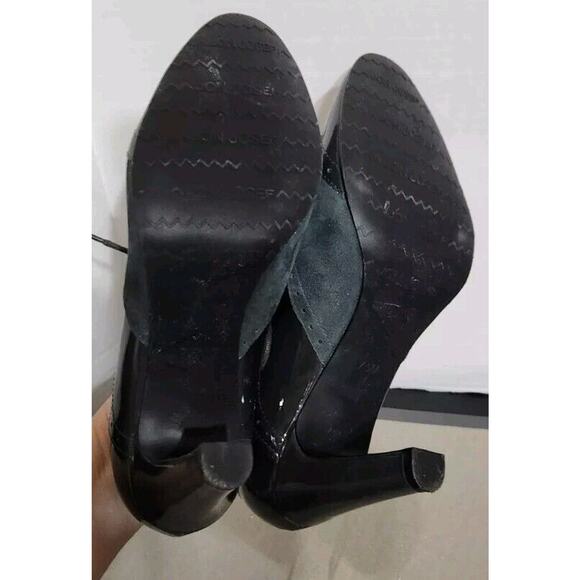 Jon Josef High Heel Shoes 7.5M Blue Gray Suede Leather Oxfords Lace Steampunk - Picture 9 of 11